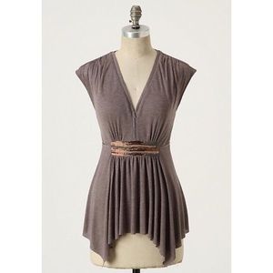 NWOT Anthropologie Beaded Taupe Top